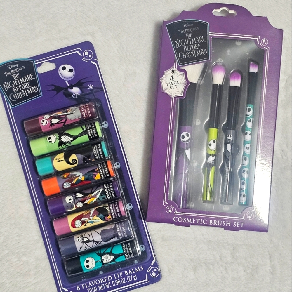 Disney: The Nightmare Before Christmas Cosmetic Brush & Lip Balm Set Bundle